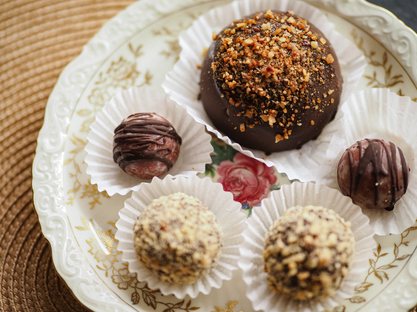 Chocolate Truffles Served on Plate